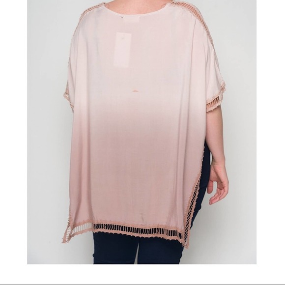 Tie dye Tunic with Ladder Lace Trim - 3X - Picture 6 of 7